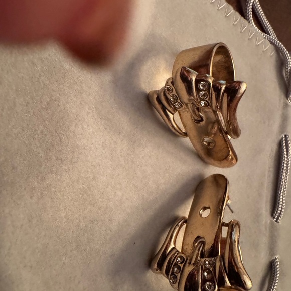 Anthropologie Gold Tone Earrings with Rhinestones - Picture 7 of 7